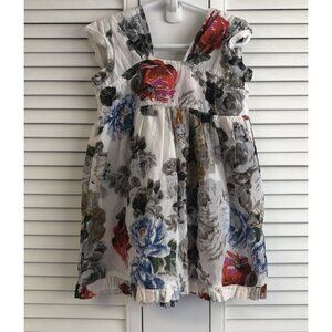 Yo Baby Size 4 White Floral Gauze Style Dress